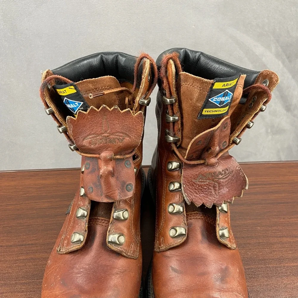 Ariat Cobalt Kiltie Equestrian Packer 37820 Mens 9 D Boots Brown Leather Combat
